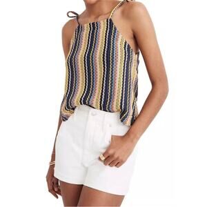 NWOT Madewell Texture & Tread Multicolor Striped Crochet Tie Shoulder Tank XS